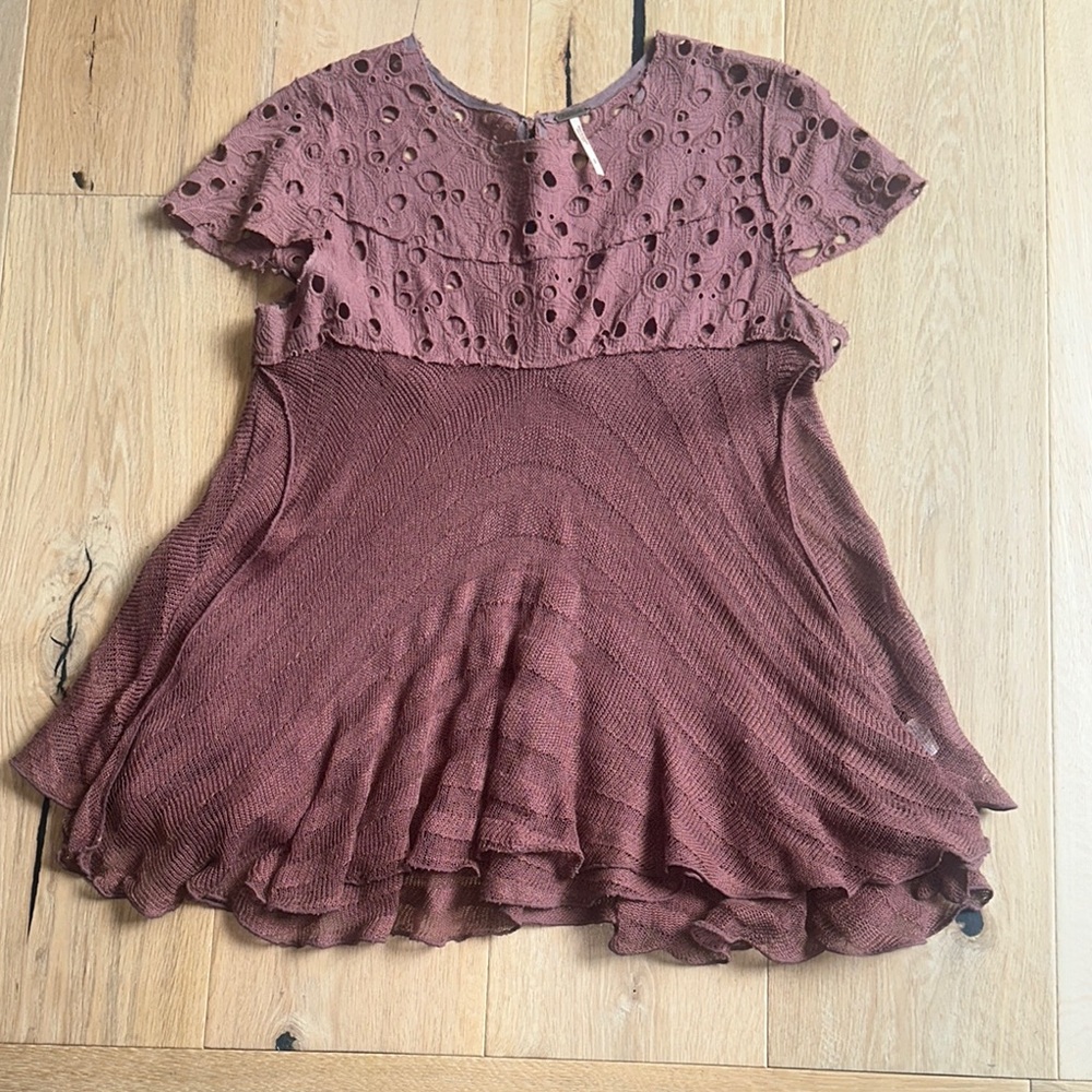 Free People eyelet Flutter Sleeve Blouse